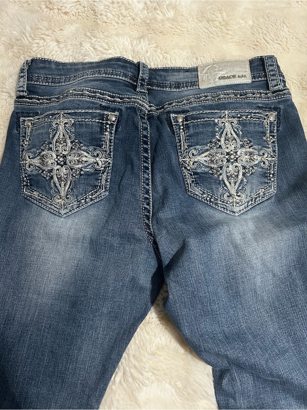 Embellished Dark Wash Women's Jeans - Grace in LA size 26
